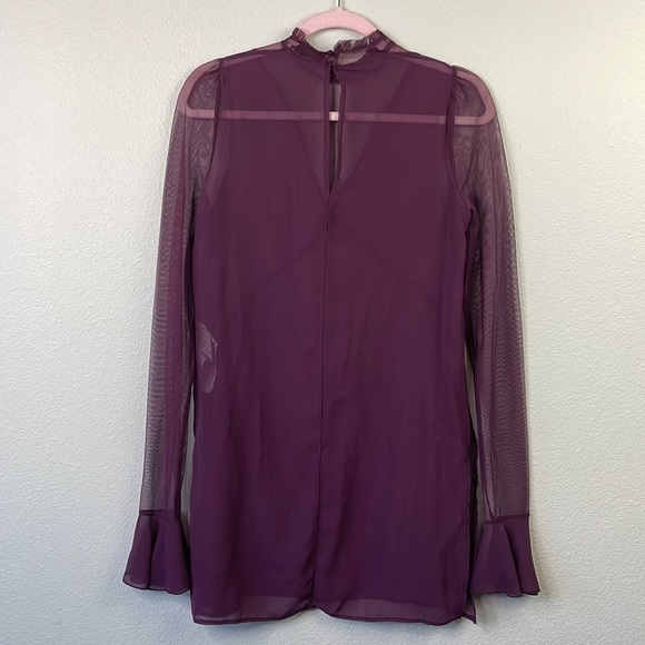 Zara sheer purple long sleeve blouse with ruffle detail size S - Picture 2 of 7